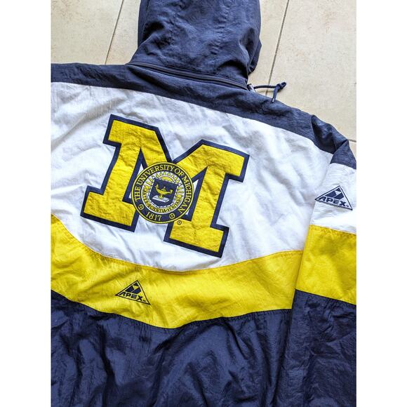 Michigan Wolverines 90s APEX puffer LATIN 1817 jacket L navy gold NCAA vintage